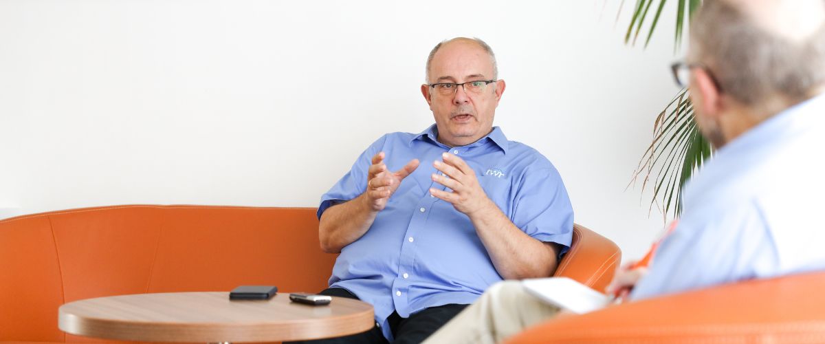 Branko Bjelajac, TWR's vice president for Africa, CAMENA (Central Asia, Middle East and North Africa) and Europe, sits down with John Lundy, writer and communications specialist for TWR in the Americas, at the 2022 TWR National Partner Conference for Europe and CAMENA.